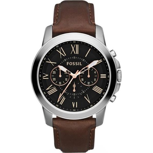 Herreur - FOSSIL - GRANT FS4813 - Sport - Quartz - Læder Svart, brun, grå, silver