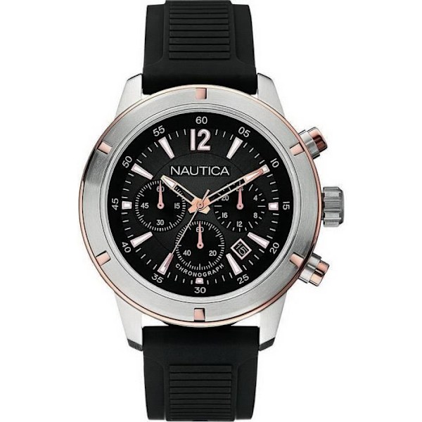 Ur - Nautica - A17654G - Kvarts - Sort Ziffer - Silikone Rem 46mm Svart