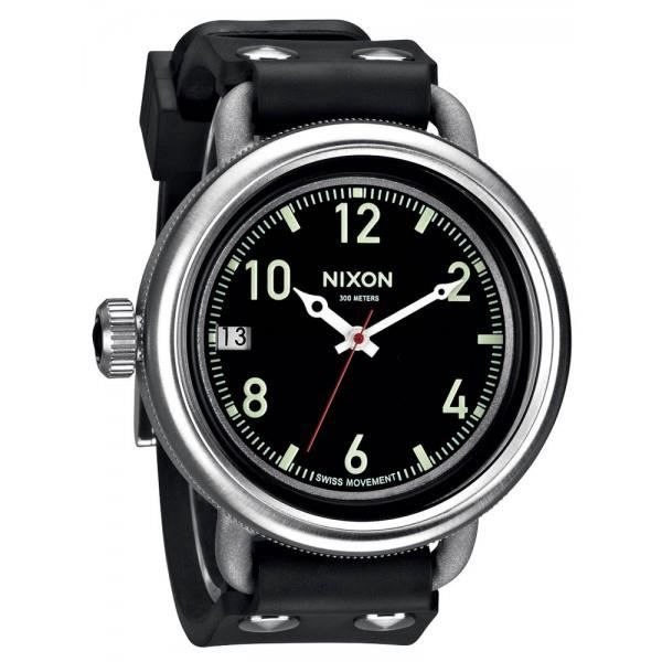 Klocka - NIXON - October A-488-000 - Svart - 48 mm - Läder - 300M Swiss Mvt. Svart