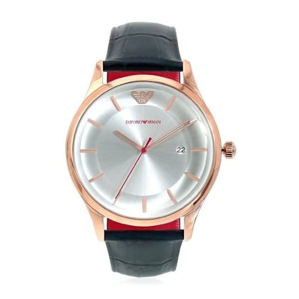 Herreur - EMPORIO ARMANI - AR11131 - Kvarts - Rustfrit stål - Blåt læder Rose guld, silver, blå