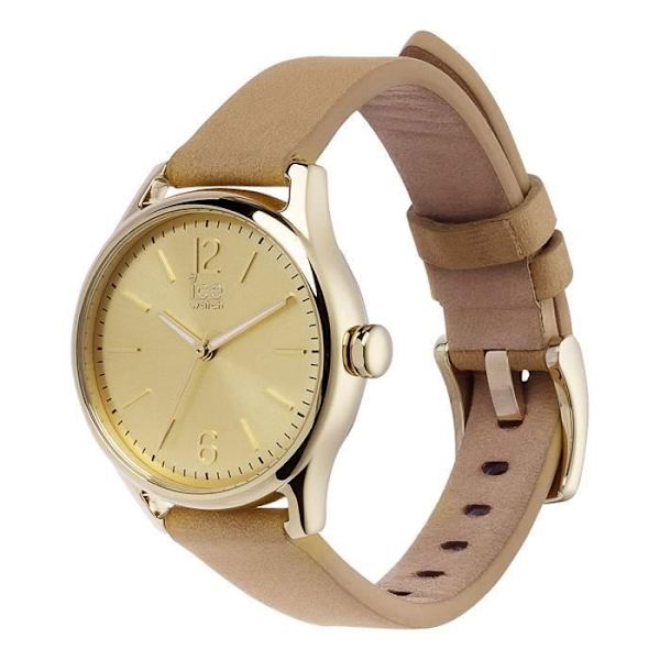 Klocka - Ice-Watch - ICE time Beige Gold - Läder - Analog - Chic Beige, guld