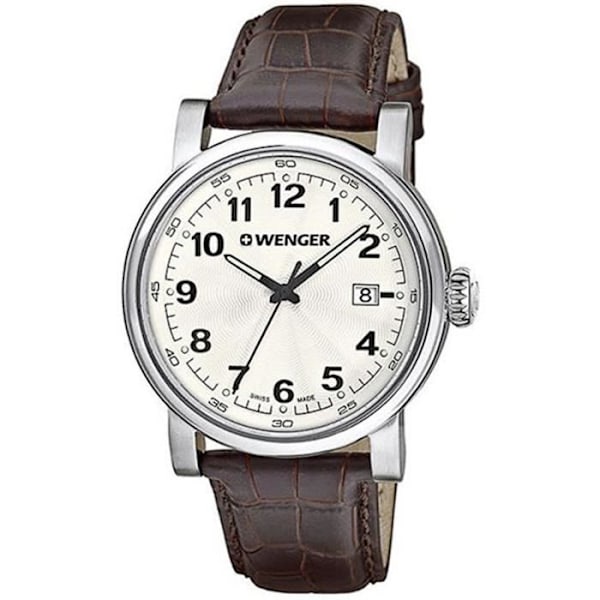Klocka - WENGER - URBAN CLASSIC 01.1041.114 - Kvarts - Läder - Analog Beige, brun, silver