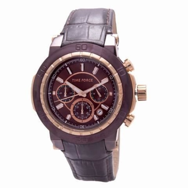 Ur - Time Force - TF4001M05 - Kvarts - Analog - Brun Læder