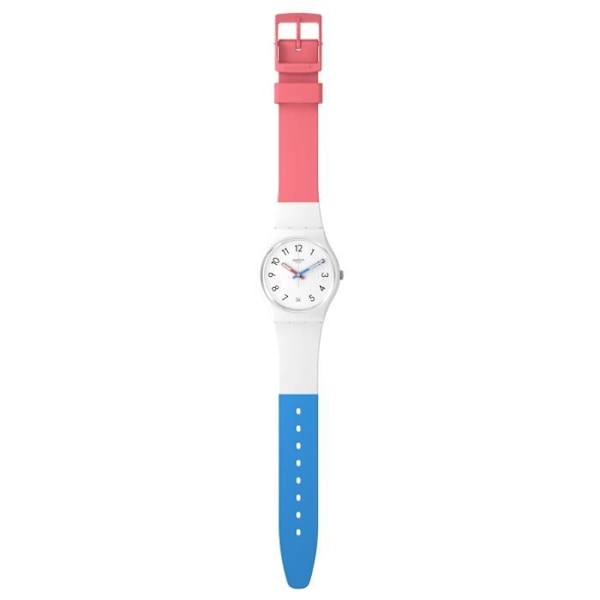 Klocka - SWATCH - GENT IN THE BLOCK - 34mm - Kvarts - Silikon - Vattentålighet 3 ATM Rosa, Blå, Vit