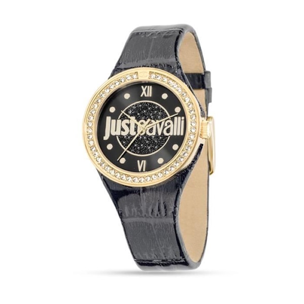 Dameur - Just Cavalli - R7251201501 - Kvarts - Analog - Læder Sort Svart
