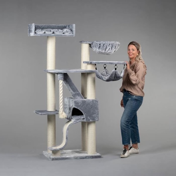 Kattträd - RHRQuality - Kilimanjaro de Luxe - Grå - Stöder 20 kg - 192 cm hög Grå