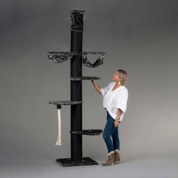 Cat Tree - RHRQuality Maine Coon Tower Blackline Dark Grey Crown stora katter Grå