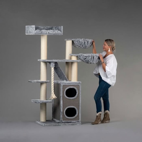 Kattträd - RHRQuality - Cat Penthouse Plus - Grå - 192 cm - För stora katter Grå