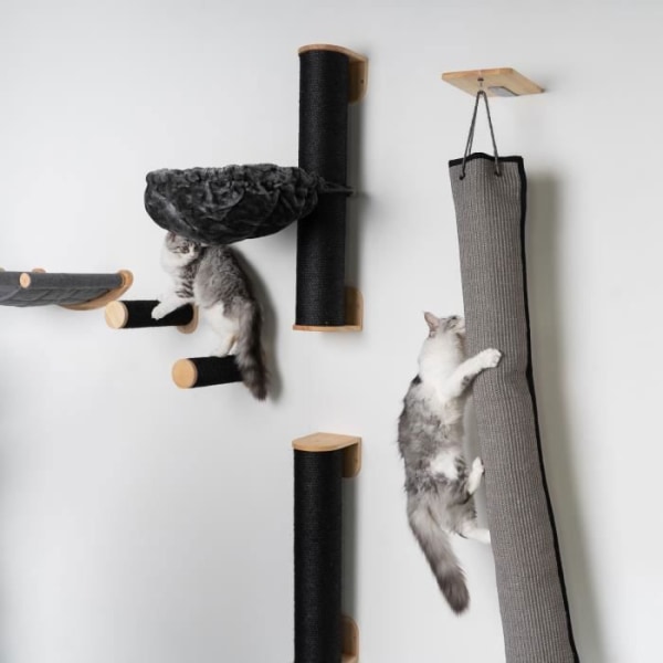 Cat Tree - RHRQuality Cat Klatrevæg - Klatre- og kradsepose (Blackline) Grå