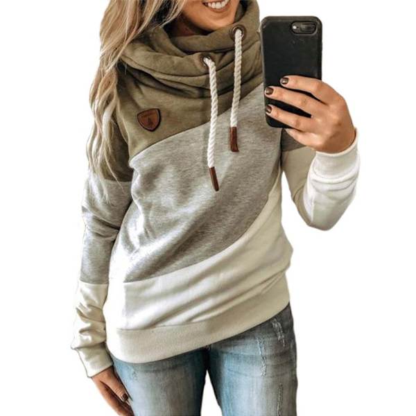 Hettegenser for kvinner med rullekrave genser hettegenser sports camo genser khaki M