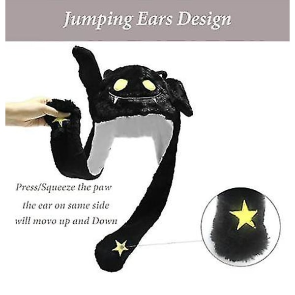 Ear Moving Jumping Hat Sjov plys Ghost Hat Movable Ears Hat Black Ghost
