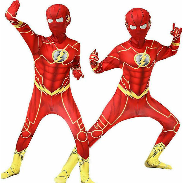 Flash Cosplay-dräkt för barnen Romper Halloween Party Set 115-125cm