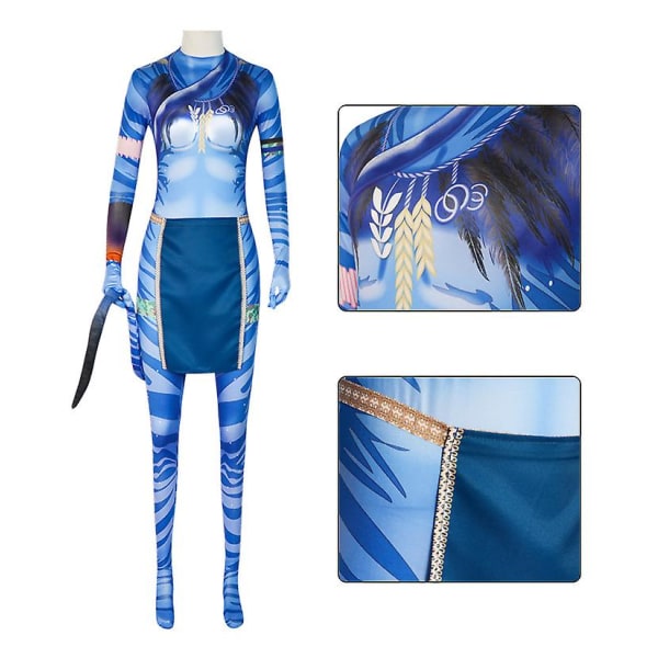 Avatar 2 Way of the Water Cosplay Costume Jumpsuit Combat Model Fighting lady 140cm
