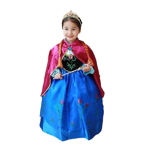 Barn Jenter Frozen Anna Princess Dress Cosplay Festkostyme Fancy Dress 6-7 Years