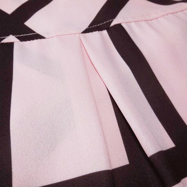 Damskjorta Stripe Rutig ångärmad Top apel Casual Blus pink L
