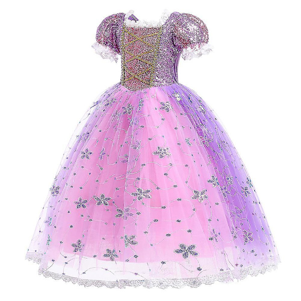 Barn Flickor Sofia Rapunzel Princess Dress Cosplay Kostym Karneval Fancy Tyll Dress Halloween Jul Födelsedagsfest Balklänning Fotosession 4-5 Years