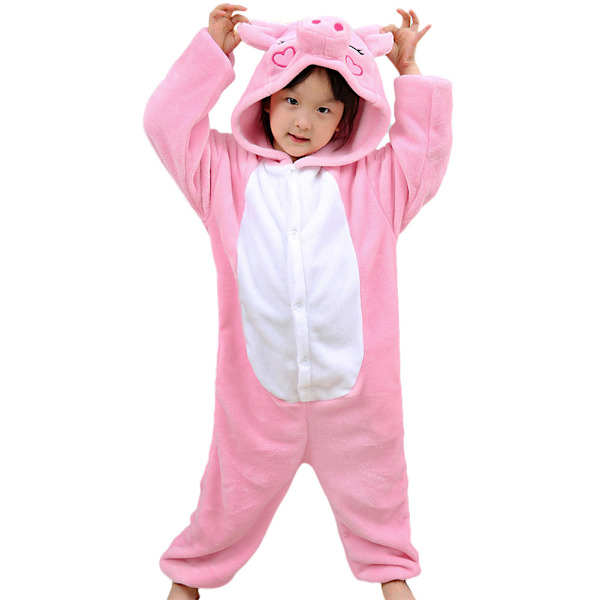 Lasten joulu Cosplay Animal Unisex-pyjamat Lasten flanellipossu 1-osainen pyjamat 130