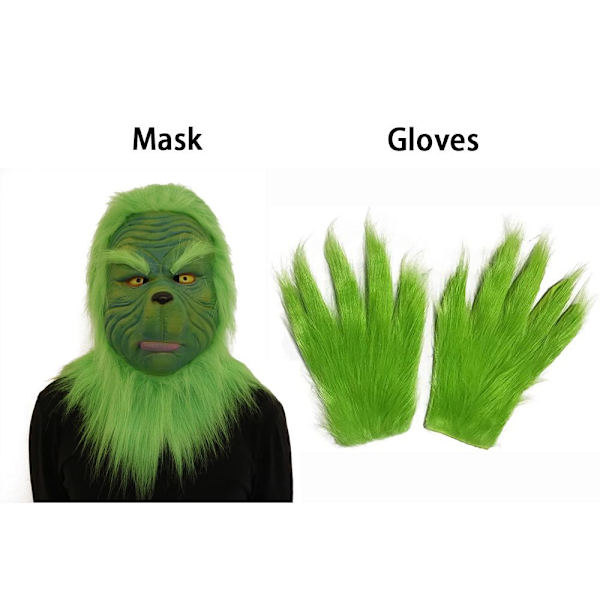 Julekostyme-rekvisitter Green Scary Hjelmhansker