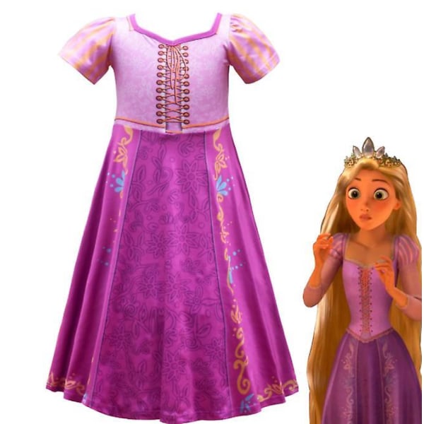 Lila klänning Rapunzel Cosplay kostym 130cm