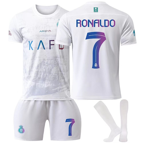 Jalkapallopaita Ottelusetti Lapsi Aikuinen - Ronaldo 7 Al Nassr Valkoinen L L l