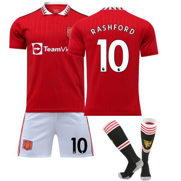 2223 Manchester United hjemmefotballdrakt for barn nr. 10 Rashford 24