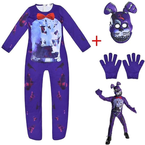 Festkläder för barn Five Nights Freddy Bear Cosplay Kostym Med Mask Pojkar Flickor Body Halloween Fancy Jumpsuits Z 5 120