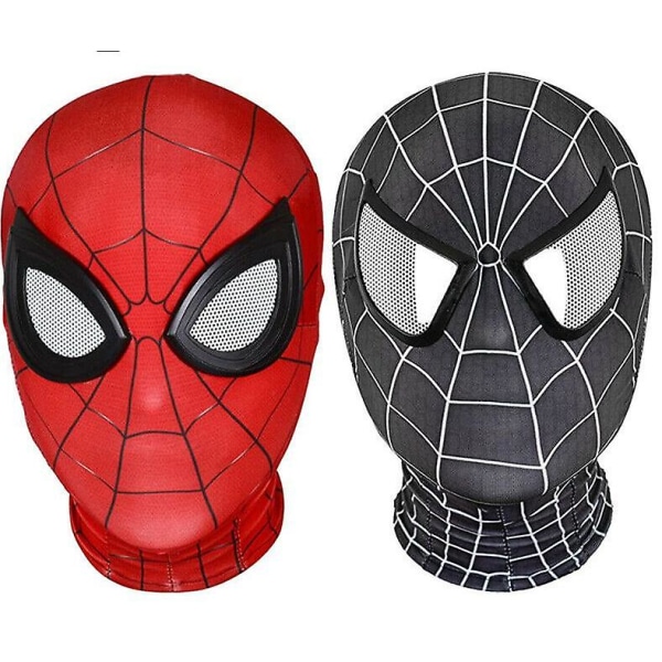 Spiderman Mask Halloween Kostym Cosplay Balaclava Hood Vuxna Barn (svart/röd) 2pcs