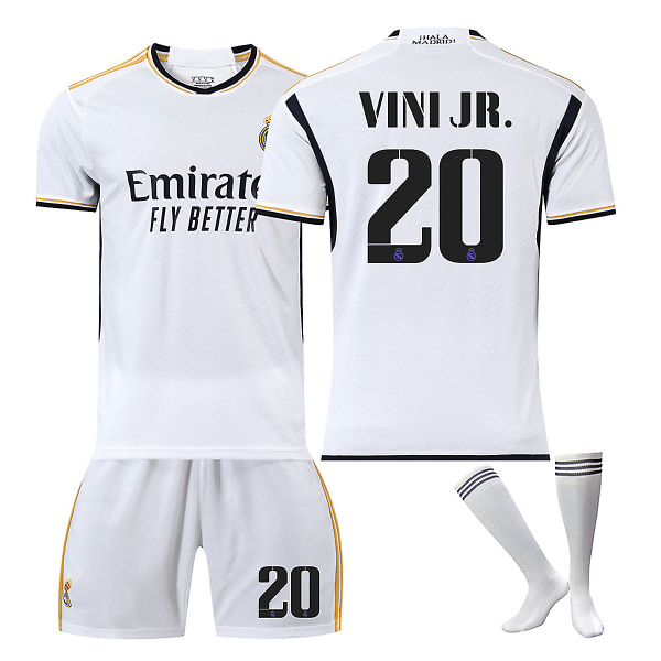 23/24 Ny säsong Hem Real Madrid CF VINI JR. Nr 20 Barn Jersey-paket Barn-28