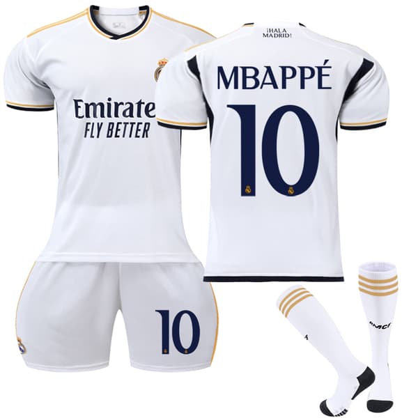 23-24 Real Madrid Home Børnefodbolddragt nr. 10 Mbappé g 18