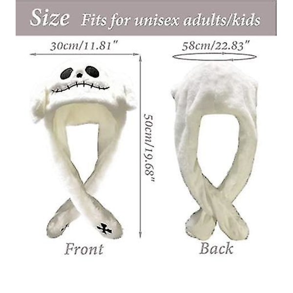 Ear Moving Jumping Hat Sjov plys Ghost Hat Movable Ears Hat White Ghost