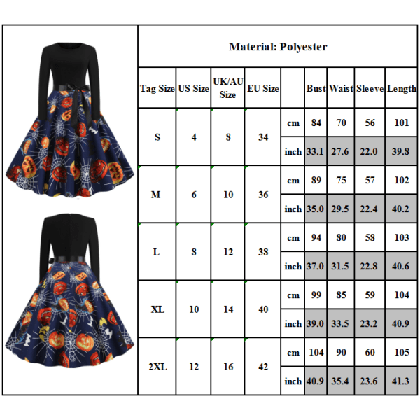 Naisten Halloween-iltajuhla Pumpkin Dress Naisten puku blue