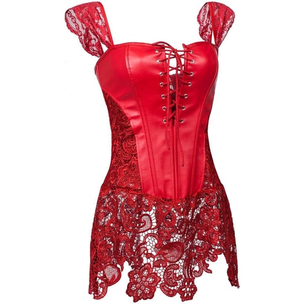 Læder Corsage Corset Kjole Blonde Curvaceous Figur Form