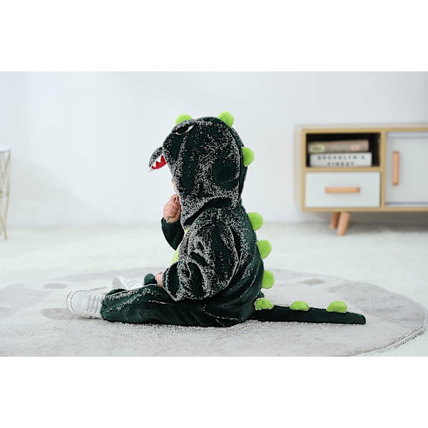 Reedca småbørns dinosaur kostume til børn Sødt hættetrøje dyrekostume Halloween A-Dark Green Dinosaur 12-18 Months