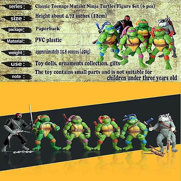 6st Lovely Turtles Actions Figur Sarjakuva Tartaruga Ninja Toys