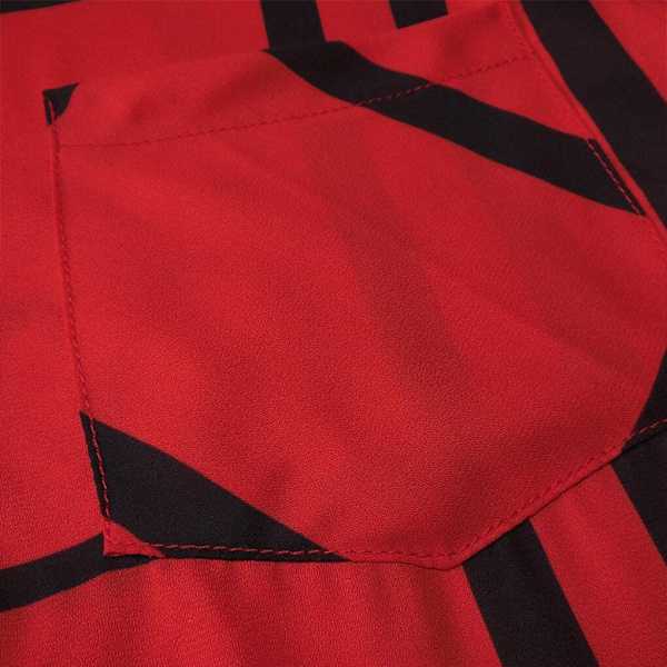 Damskjorta Stripe Rutig Långärmad Top Lapel Casual Blus red M