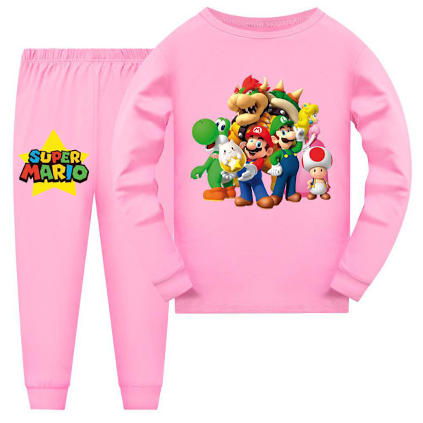 Super Mario puku kevät ja syksy lasten kotivaatteet Pyjamasetti pink 130cm