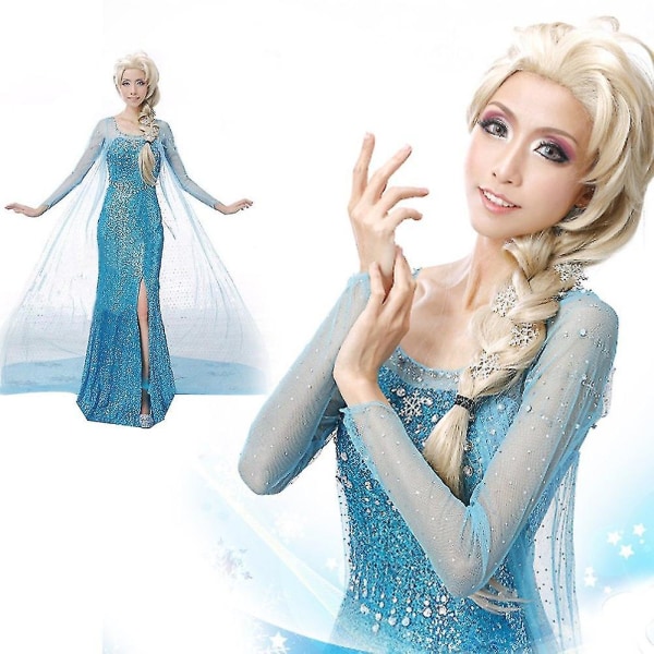 Elsa Dress Voksen Kvinne Cosplay Costume_y M
