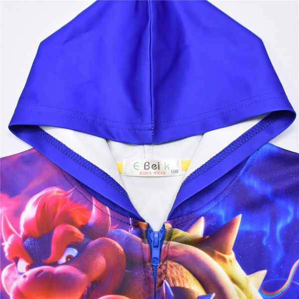 Lapset Tytöt Mario-hupparit Rento hupullinen Cosplay-sarjakuvatakki 110cm