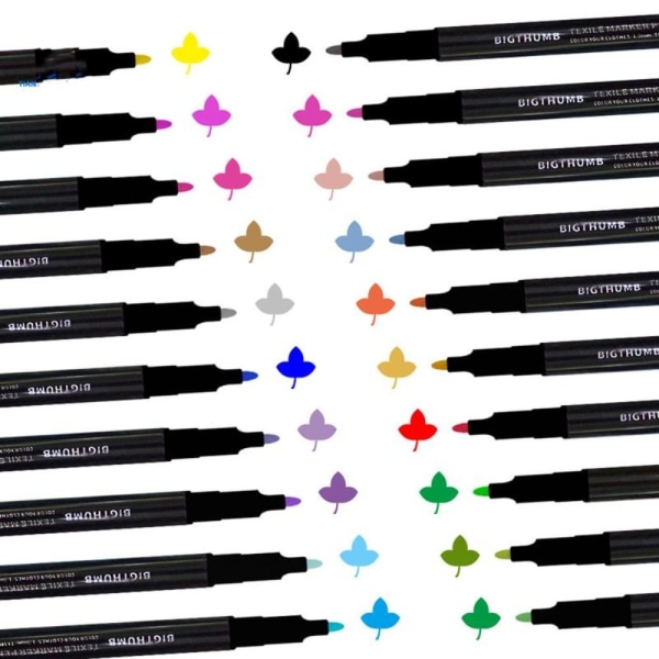 20 Färger Tyg Marker Pen T-shirt Markers Textil Paint Pen 20Colors