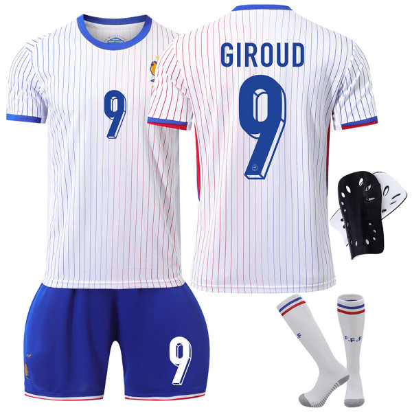 Ranska 2024 landslagspaita jalkapallopaita UEFA Euro edition koti lapsi aikuinen setti nro 9 GIROUD Sukat+suojavarusteet With socks+protective gear 24