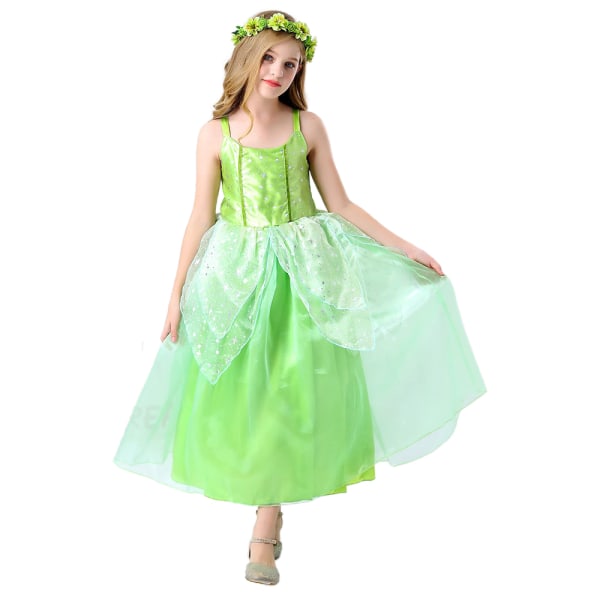 Kid Girl Halloween Peter Pan Tinker Bell Fairy Cosplay-kjole 140cm