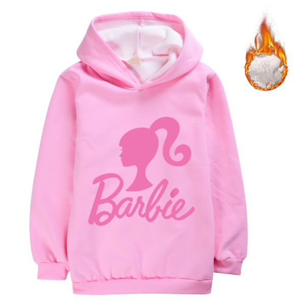 Barn Barbie Plysch Hoodies Casual Hooded Cosplay Cartoon Jacka pink 140cm
