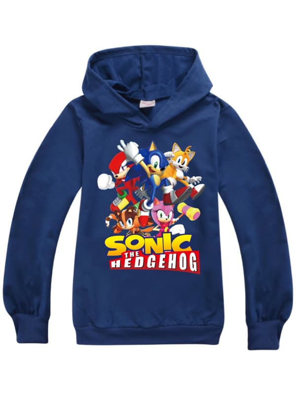 Kid Sonic Hedgehog Langermet hettegenser Sweatshirt Pullover Jumper Dark Blue 140cm