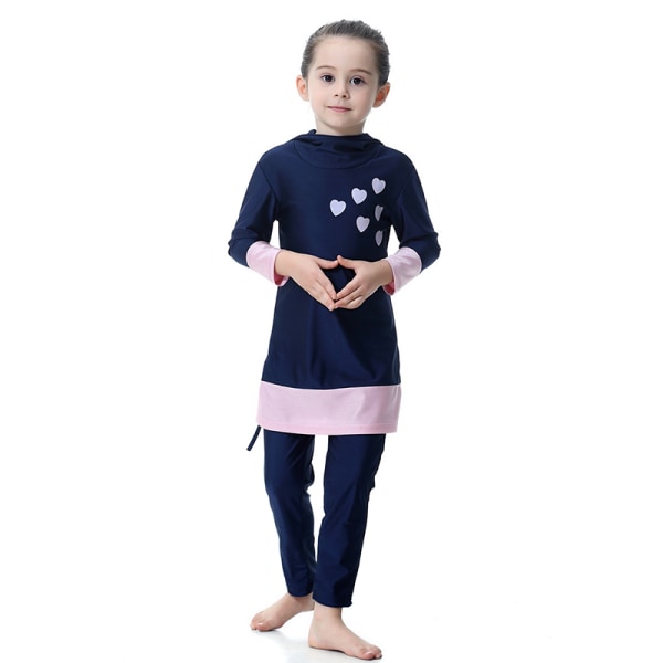 Barn Jenter Burkini Badetøy Full Dekning Badekar Navy blue 150cm