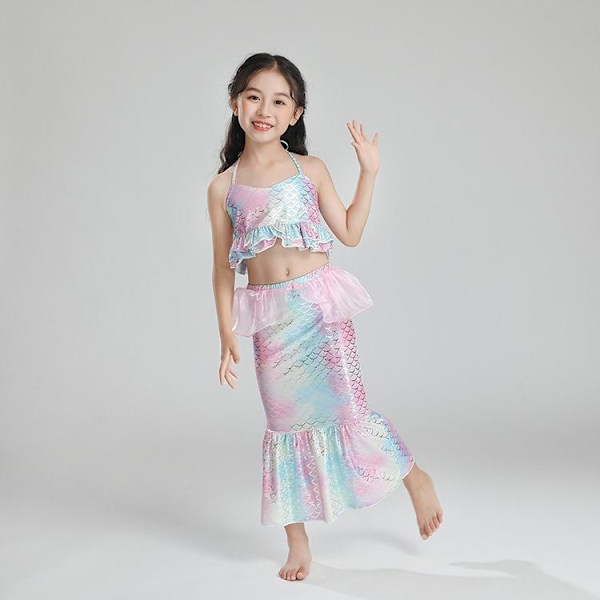 havfrue kostume badedragt bikini barn pige pink 100