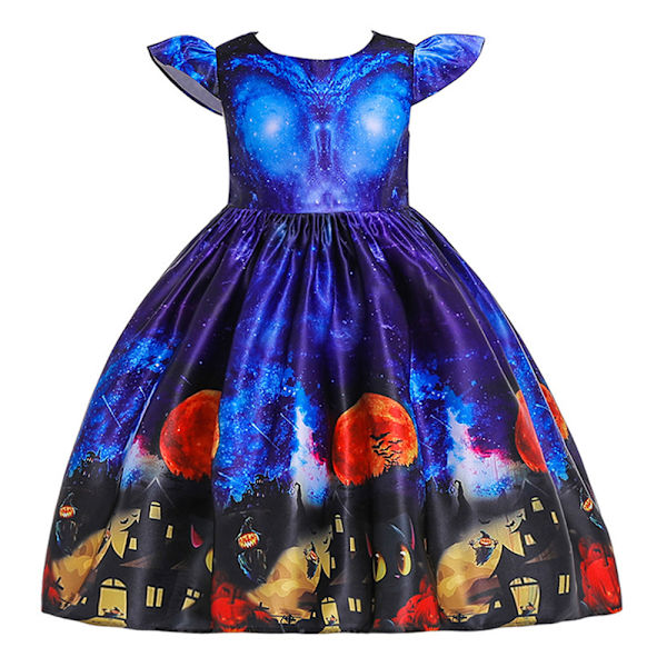 Halloween Flickor Klänning Häxa Cosplay Kostymer Prinsess Klänning Orange Red 120cm Blue 140cm