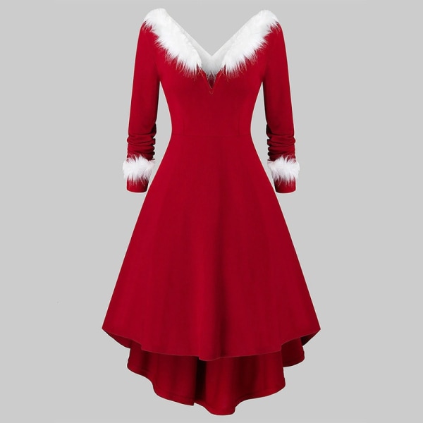 Voksen Christmas Swing Dress Fancy Dress Xmas Røde kostymer 2XL
