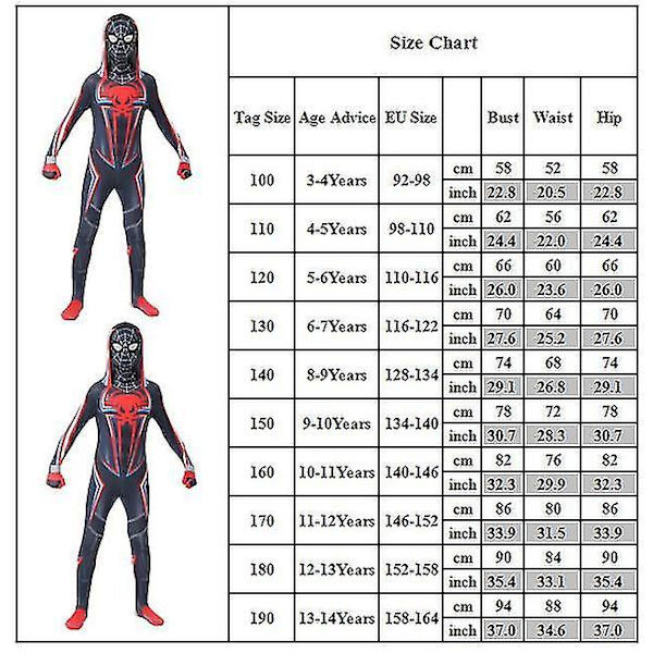 Halloween-fest Spider-man Cosplay-kostumer Jumpsuit Spiderman Børn Drenge Hætte-bodysuit Fancy Dress Up Outfits Tmall 8-9 Years