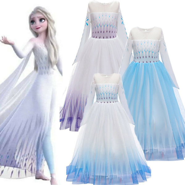 Frozen 2 Queen / Elsa / Cosplay Party Dress Up för tjejer Cosplay 150CM Gradient blue 100CM Purple