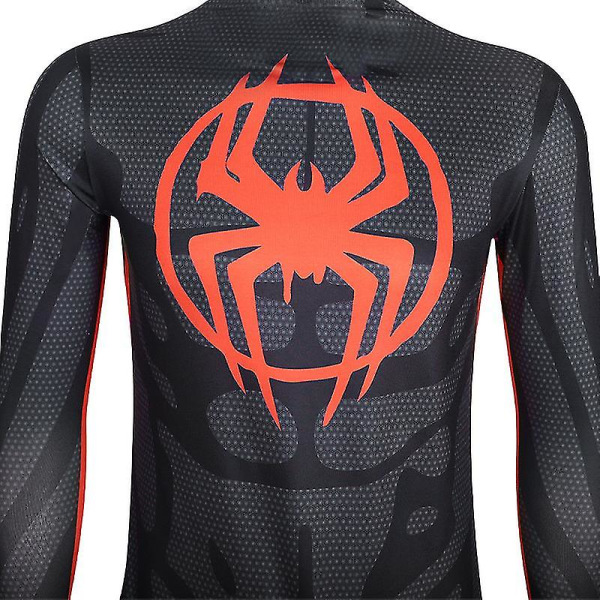 Børn Voksen Miles Morales Spider Man Cosplay Kostume Fest Jumpsuit Spider-man: Across The Spider-verse Fancy Dress Jumpsuit (Lens eye mask) 190